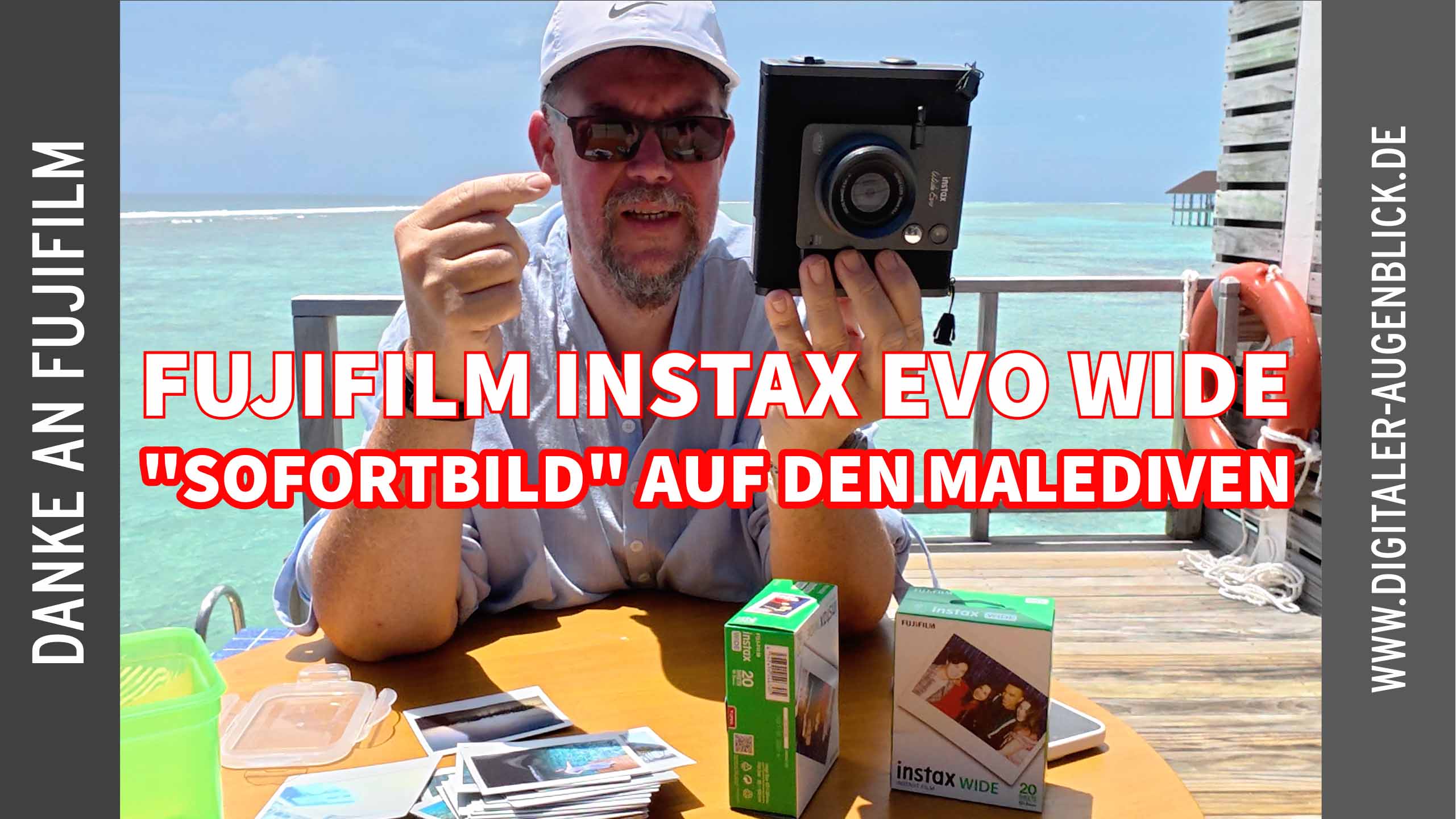 Fotograf und Videograf und Marketing Spezialist Jörg Langer aus dem Hochtaunuskreis berichtet über die Fuji Instax WIDE EVO auf den Malediven